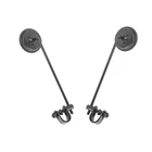 Black Vintage Round Clip On Mirrors Long Arm Metal Motorcycle Rear View Pair