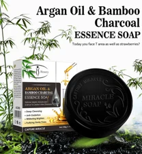 Argan Oil Bamboo Charcoal Handmade Soap 100g Deep Cleanse Natural Face Body Bar
