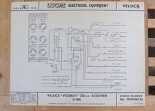 Original LUCAS Veloce Viceroy 250cc Scooter Wiring Diagram 1960  W54946452