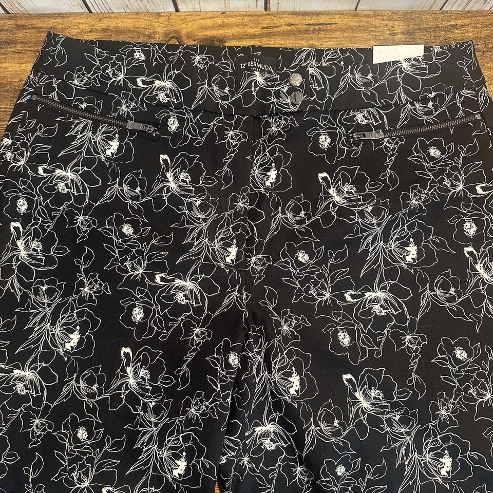 WHBM 白宫黑色市场短裤 14 花卉印花 12 英寸百慕大 — 第 3/4 张图片