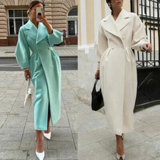 Wool Blend Women's Overcoat Double Breasted Winter Outdoor Warm Long Dress Coat