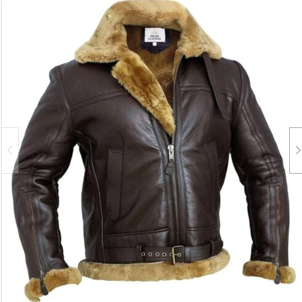 Mens B3 RAF Bomber Irvin Aviator Flying Pilot Fur Shearling Real Leather Jacket