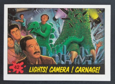 Dinosaur Attack 1988 Tokyo Lights Camera Carnage Topps Card #42 (NM)