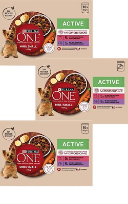 Purina ONE Mini Small Active mit Rind & Ente ( 11,73/kg) Nassfutter Hund 3 Pack
