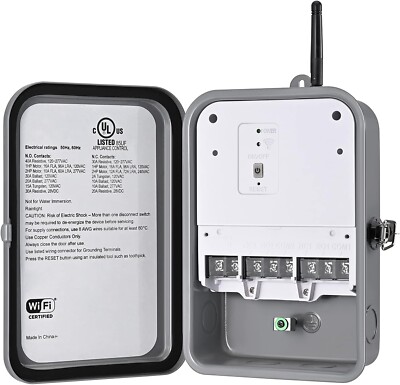 Dewenwils TM-050B Outdoor Pool Pump Timer 120-277VAC 2HP Wi-Fi Smart Box E211835