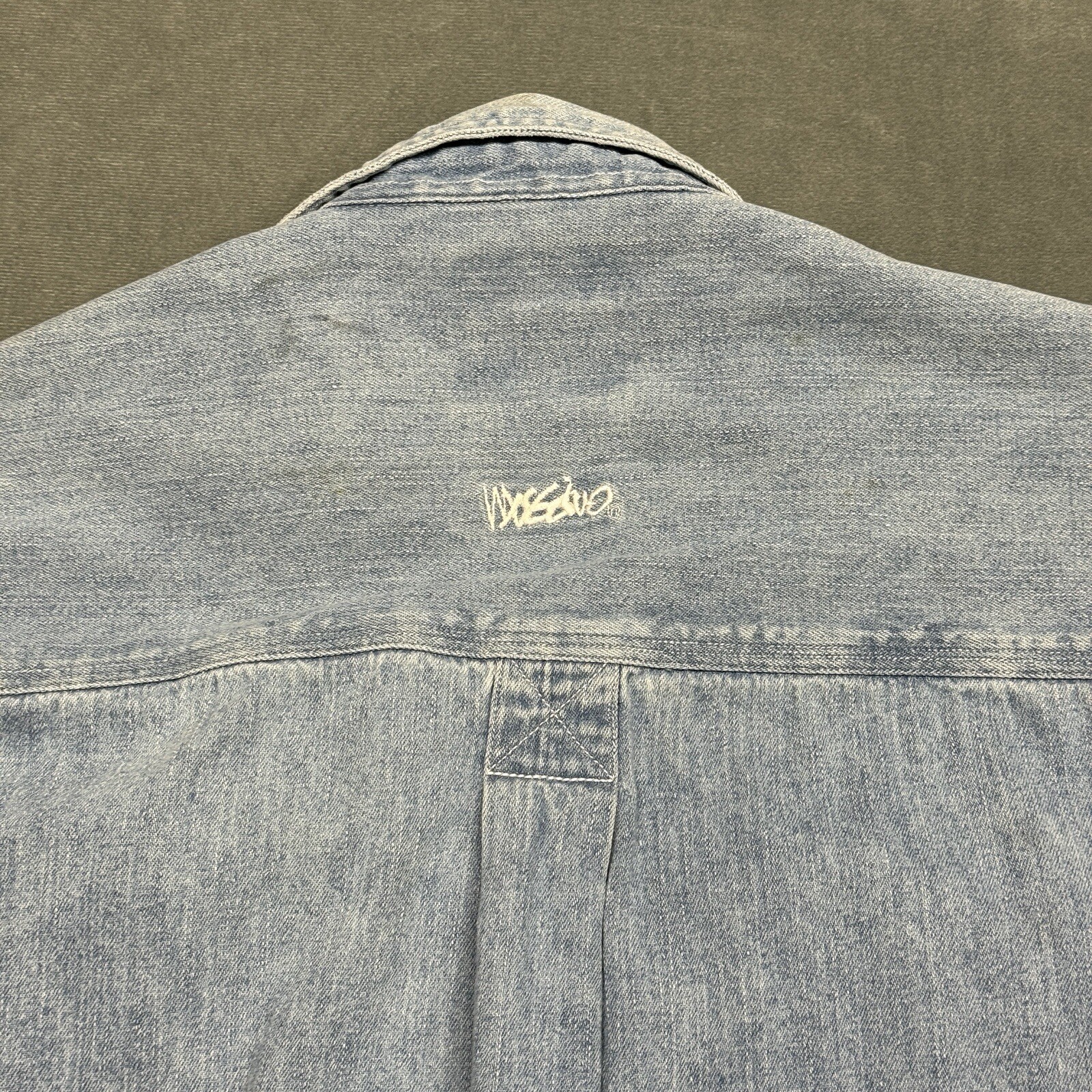 Mossimo Construction Button Up Collared Blue 100%… - image 9