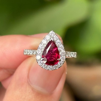 Elegance Lab-Created Ruby Ring, 92.5 Sterling Silver Promise Ring, Gift for her