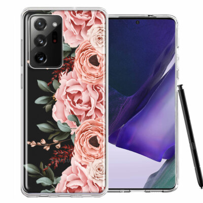 For Samsung Galaxy Note 20 Ultra Pink Peach Spring Flowers Peony Rose Case