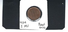 Palestine: 1939 - 1 Mil the Very Rare Proof UNC Coin. As Shown on Scan