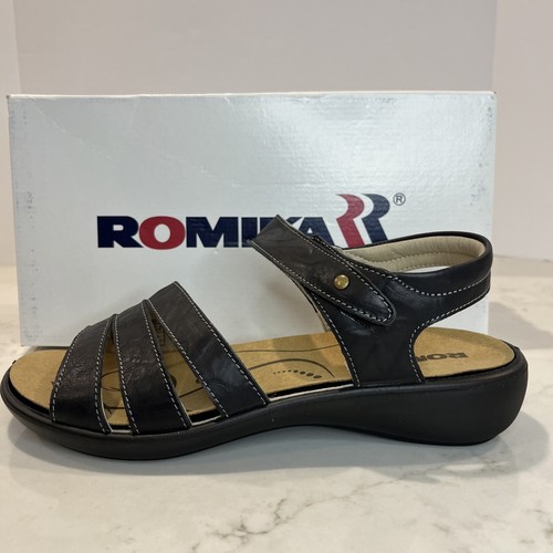 Romika NEW Ibiza Black Adjustable Comfort Walking Sandals Leather EU 42 11 - Picture 5 of 13