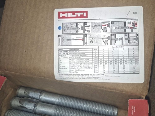 Hilti 3/4" x 7" KWIK BOLZEN 1-KOHLENSTOFF VERZINKT BETON KEILANKER (10ER PACK) - Bild 4 von 5