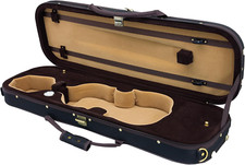 VNCQF24-4/4 Violin Oblong Case Lightweight with Hygrometer, Black/Brown Khaki Co