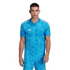 Adidas Men's Condivo 22 Goal Keeper Short Sleeve Soccer Jersey, Blue Rush