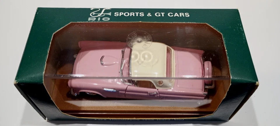 Coche Ford Thunderbird 1956 techo rígido rosa/blanco Rio Italia 1:43 con caja y papeleo Foto 2 de 4