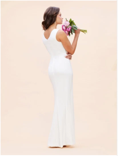 OFF WHITE ABITO LA POPOLAZIONE SANDRA SCOLLO A V BIANCO SPORCO COSCIA SPACCO ALTO ABITO VESTITO XS=2 4