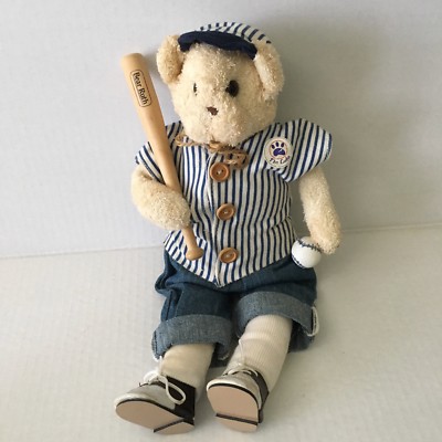 Thread Bears Plush Bear Ruth  Old Time Uniform  w/ Bat & Ball First Ed. Baseball