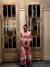 FARM RIO White Richelieu V Neck Maxi Dress