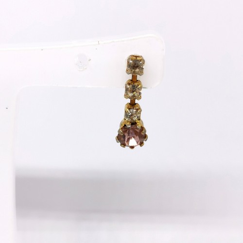 Purple Sparkly Earrings. 80s Vintage Jewellery. Dangle. Occasion. Wedding. - Picture 7 of 8