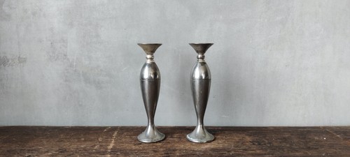 Pair of vintage Mayell silver plate zinc single bud vases - Picture 4 of 15