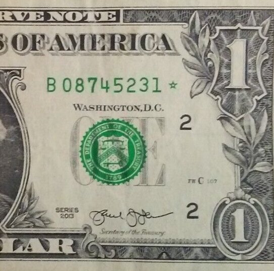 2013 B Duplicate Star Note B08745231* Duplicated Serial Number