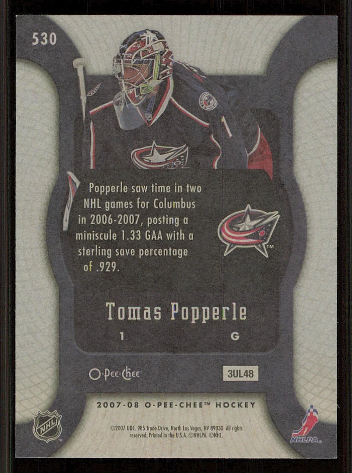 2007-08 O-Pee-Chee #530 Tomas Popperle RC - Image 2 of 2