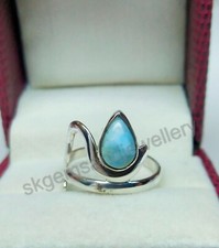 Larimar Ring 925 Sterling Silver Ring Boho Ring Handmade Fine Ring All Size