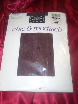 VINTAGE Kunert glatte Chinchillan Muster Feinstrumpfhose Gr. 44-46 ORAKEL OVP