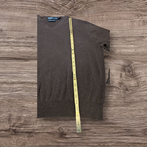 Men's Polo Ralph Lauren 100% Pima Cotton Brown V-Neck Pull Over Sweater XXL - Picture 4 of 7