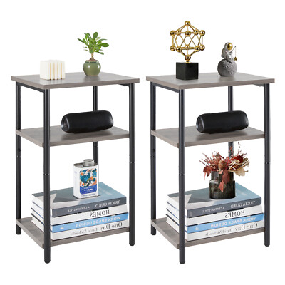 3-Tier Small Side Table - End Table with Storage Shelf for Small Spaces, Sofas