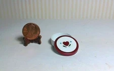 Miniature Dollhouse  Round 2 Pc Metal Tin w/ Heart 1" dia. X 3/8" H