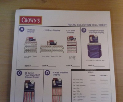 The American Tobacco Company Crowns Cigarettes Retail Selection Sell Sheet  Book