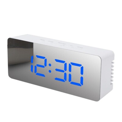 LED Wecker Digital-USB Alarmwecker Uhr Schlummer Funktion Tischuhr Spiegel