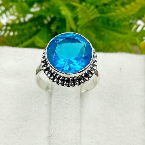 Blue Topaz Gemstone 925 Sterling Silver Jewelry Gift Ring (US) Size-6 ...