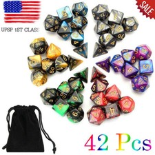 42-Pack Multi-Sided Dice with Bag for DND D20 Role Playing Board Game Party USA