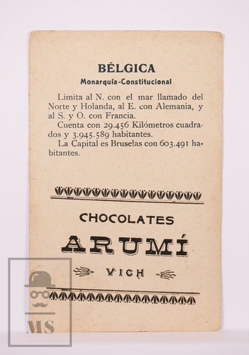 Trading Card Flag, Soldier, Coin, Stamp. Serie A, 12. Belgium -Spanish Chocolate - Bild 2 von 2