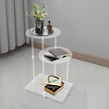Side Table Home Bedside Table with Open Storage Shelf Indoor Clear Side Table US
