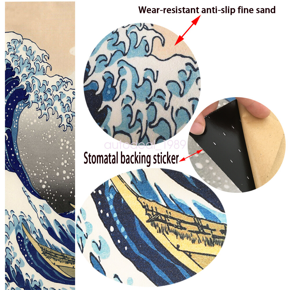 47X10"Skateboard Longboard Sea Wave pattern Grip Tape Diamond Sheet Griptape