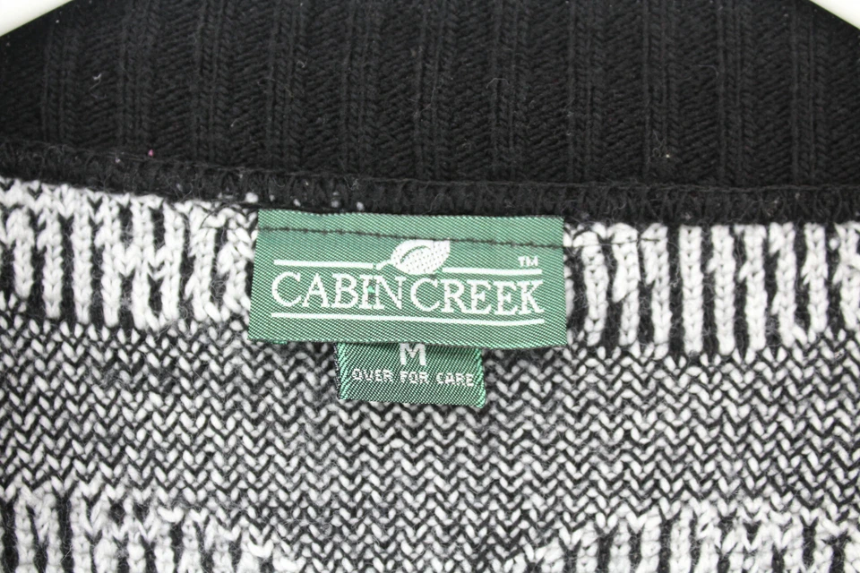 Cárdigan Suéter Floral Negro Blanco Hecho en EE. UU. De Colección Cabin Creek Para Mujer Talla M Foto 4 de 4