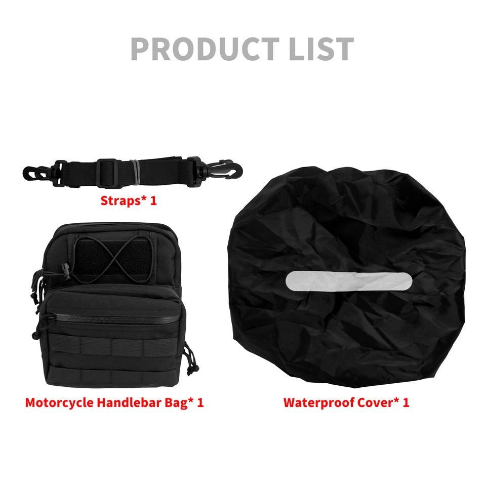 Universal Motorcycle Handlebar Backrest Nylon Bag w/ Waterproof Storage Pouch - Image 2 of 4