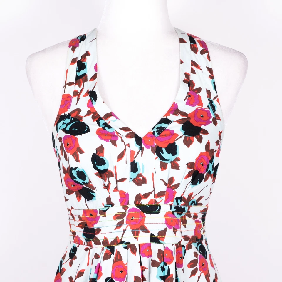 Vestido a medida Plenty By Tracy Reese de algodón floral entallado y acampanado forrado - Talla P Foto 2 de 4