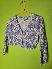Vintage Girls Sweater Top V-Neck Disorderly Kids 50/50 Made In USA Floral