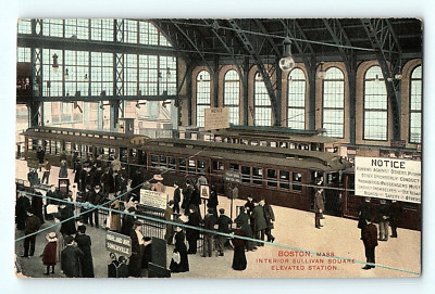Interior Sullivan Square Elevated Station Boston Massachusetts Postcard E2