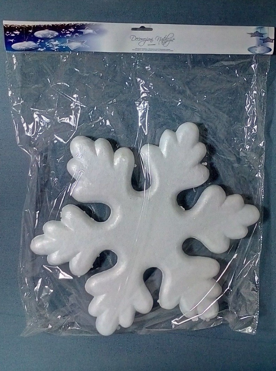 NATALE FIOCCO DI NEVE POLISTIROLO RIGIDO 4 Pz. 28 Cm. Diam. ADDOBBO NATALIZIO