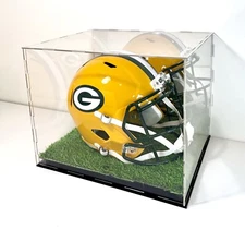 Full Size Turf Football Helmet Display Case w/ Mirror and Artificial Grass