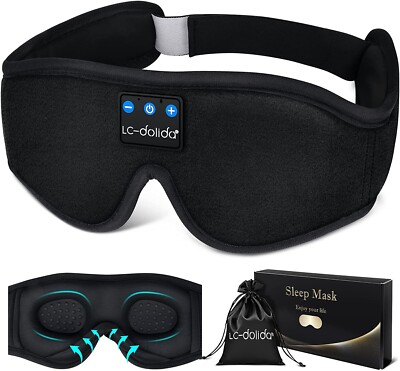 Sle Mask Sleep Headphones, 3D Sleep Mask Bluetooth Wireless Music Eye Mask, LC ...