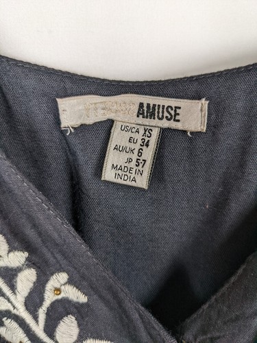 Amuse Society Rosa Black Embroidered Jumper Romper Shorts Spaghetti Strap XS NWT - Picture 7 of 12