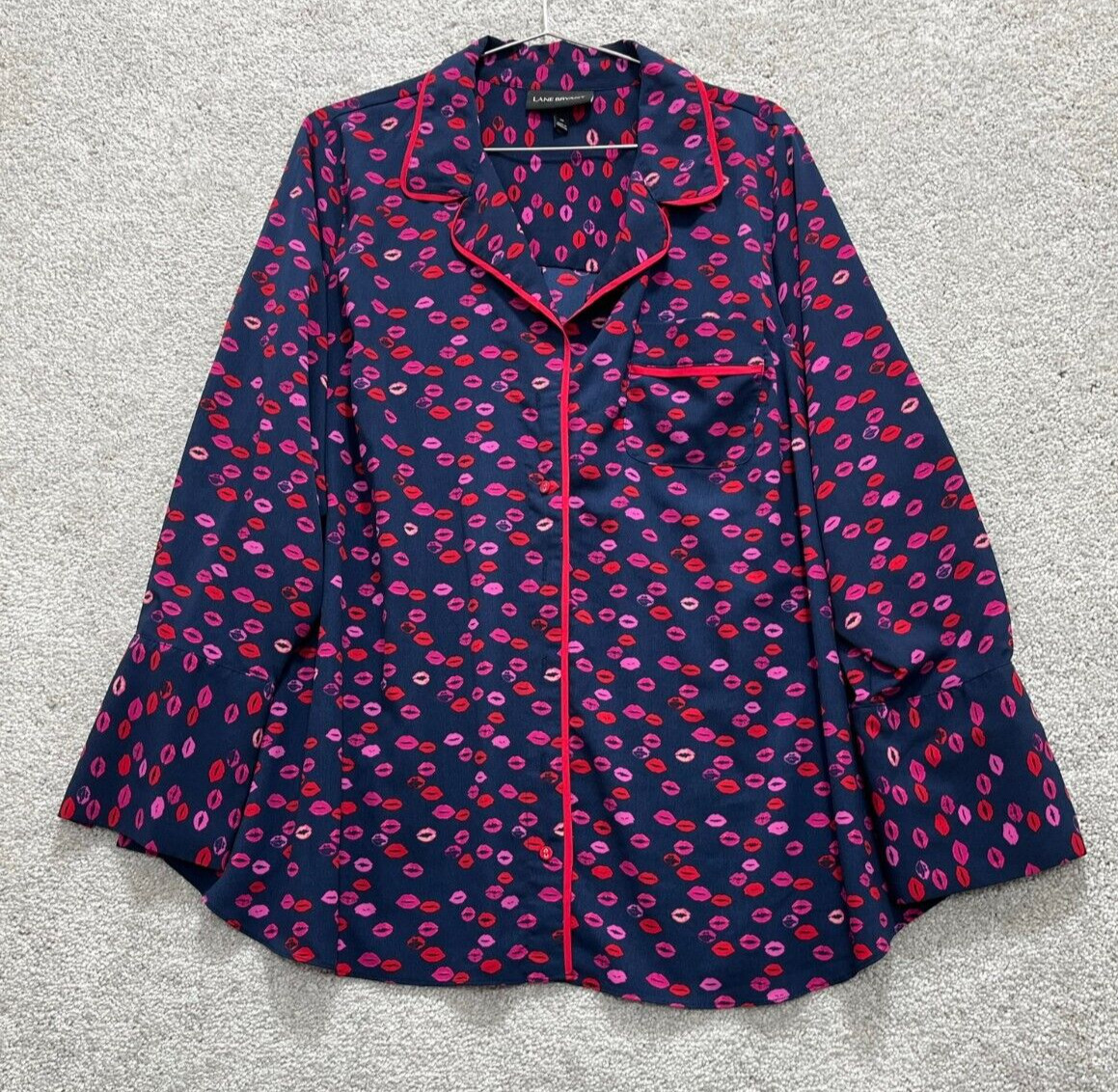 Lane Bryant Blouse Womens 20 Pink Kiss Valentine Office Casual