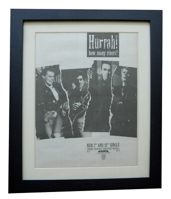 HURRAH+HOW MANY RIVERS+POSTER+AD+RARE+ORIGINAL 1987+FRAMED+EXPRESS WORLD SHIP