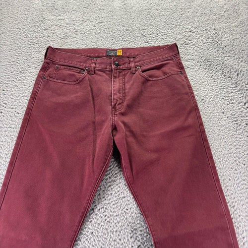 J Crew Chino Pants Mens 33x32 Burgundy Cotton 770 Straight Fit Corduroy - 第 2/10 張圖片