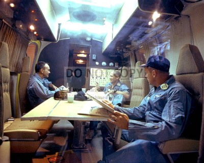 APOLLO 11 ASTRONAUTS IN THE MOBILE QUARANTINE FACILITY  8X10 NASA PHOTO (DA-708)